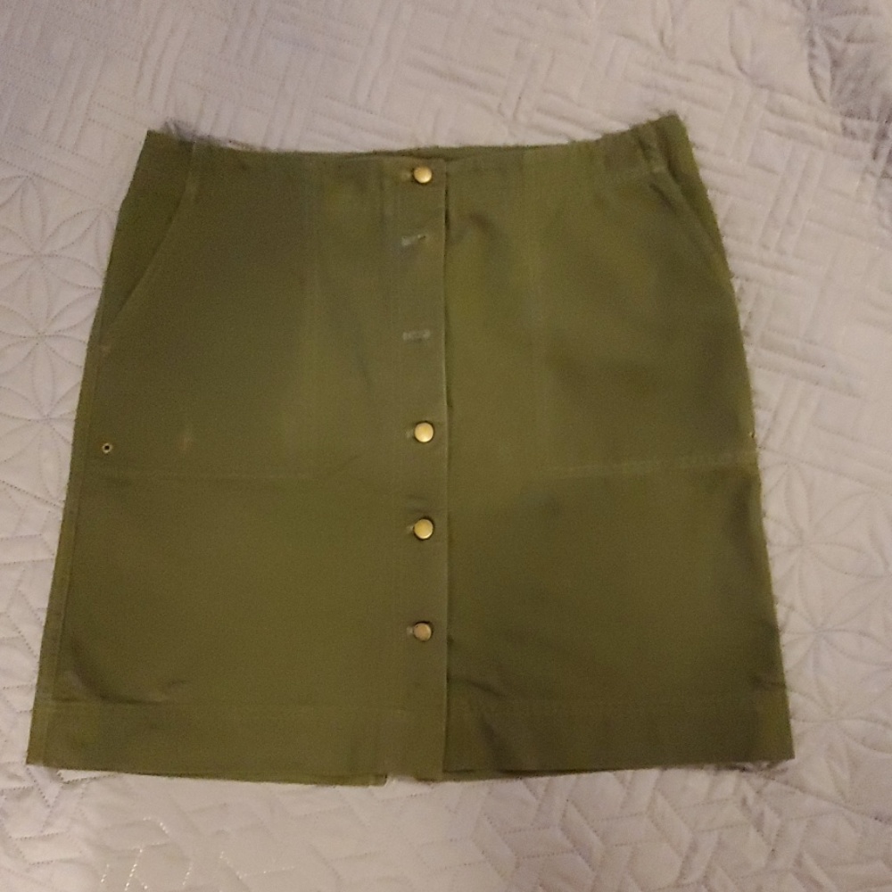 Lauren by Ralph Lauren Olive Button-Up Skirt